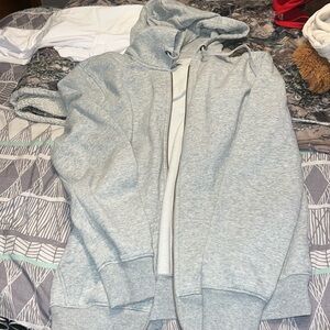 gray plain zip up